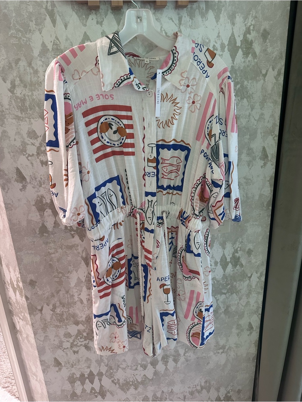 Linen button Up Romper